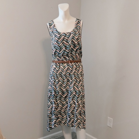 Calvin Klein summer dress belted multicolored size 8 - Picture 1 of 7